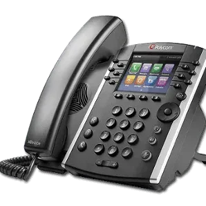 Modern VoIP phone on a desk, representing business VoIP phone services for efficient and cost-effective communication.