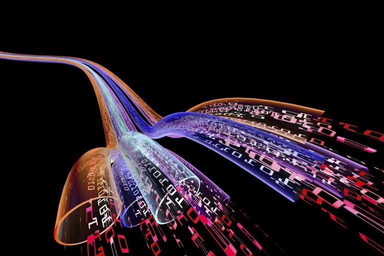 Structured cabling setup with both data and voice cables, illustrating comprehensive data and voice cabling infrastructure.